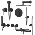 Modern Black Shower Head Set With Handheld Sprayer And Rain Shower Components 3d model