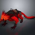 Fantasy Rider With Red Mythical Creature Featuring Saddle And Feathered Design
