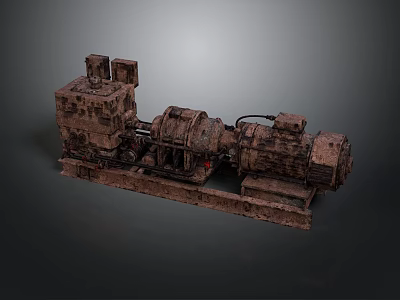 Industrial Mechanical Equipment With Motor Gearbox And Rusty Metal Texture On Platform 3d model