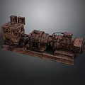 Industrial Mechanical Equipment With Motor Gearbox And Rusty Metal Texture On Platform