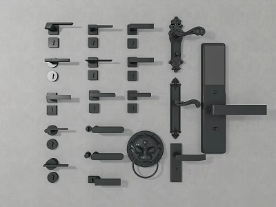 Various Stylish Door Handles With Different Designs For Home Interior Decoration 3d model