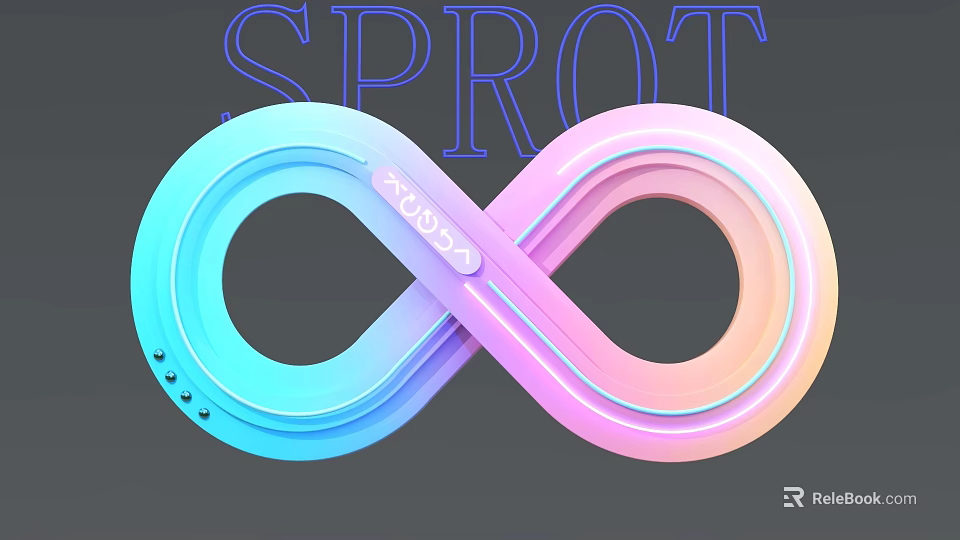 Colorful Infinity Symbol Art Installation With Blue Pink Gradient Design 3d model 