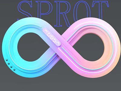 Colorful Infinity Symbol Art Installation With Blue Pink Gradient Design 3d model
