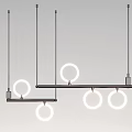 Modern Chandelier Designs with Multiple Circular Light Rings and Metal Hanging Frames 3d model