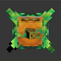 3D Pixel Art Pumpkin Creature with Orange Block Body Green Vines and Yellow Stem