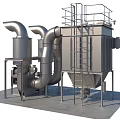 Industrial Equipment With Stainless Steel Piping System And Ladder Platform Structure