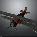 3D Model Red Biplane With Silver Wings And Propeller On Dark Background 3d model