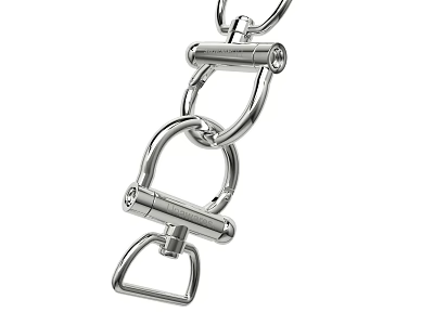 Elegant Silver Metal Jewelry Chain Featuring Interlocking Clasps And Connector Details 3d model