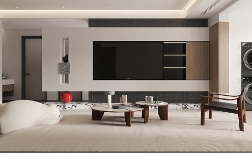 Modern minimalist home living room 3d model