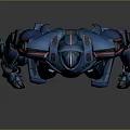 Intelligent Blue Mech Robot With Glowing Red Core And Armored Body