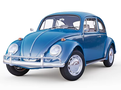 Classic Blue Volkswagen Beetle Vintage Car Exterior With Retro Design And Shiny Paintwork 3d model