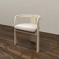 Modern Dining Chair With Curved Wooden Backrest And Gray Upholstered Seat