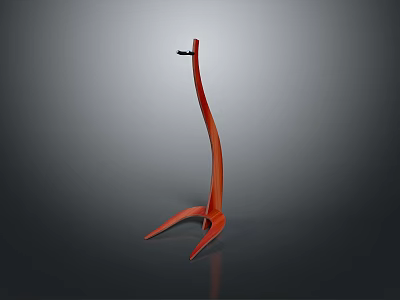 Modern Orange Furniture Coat Rack With Curved Structure And Three Legged Base 3d model
