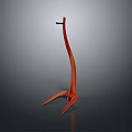 Modern Orange Furniture Coat Rack With Curved Structure And Three Legged Base