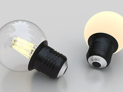 Decorative Light Bulbs Transparent And Milky White Illuminated With Black Base Design Style 3d model