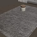 Modern Interior Stylish Gray Plush Rug On Wooden Floor With Storage Stool