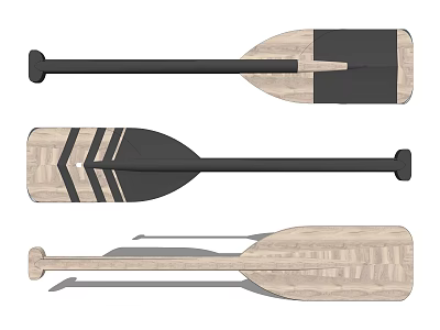 Different Designed Paddles With Wooden And Black Details As Sports Equipment 3d model