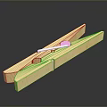 Practical Wooden Clothespin With Metal Spring For Household Drying Needs 3d model