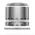 Modern Stainless Steel Stove With Cylindrical Body And Ventilation Holes