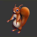 Cute Orange Squirrel Character With Blue Eyes Fluffy Tail Standing On Gray Background