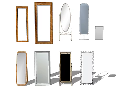 Various Shapes And Framed Designs Of Decorative Mirrors For Home Decor 3d model