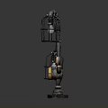 Industrial Style Decorative Device With Metal Pipes Pressure Gauges And Cage Lights