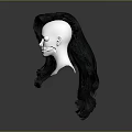 Realistic Human Head Model Showcasing Long Black Curly Hair And Natural Facial Features 3d model