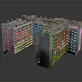 Multi Storey Apartment Building With Balconies Multiple Units And Complex Structure 3d model