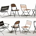Stylish Folding Dining Chairs With Metal Frame And Various Color Designs 3d model