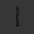Futuristic Black Tactical Firearm With Blue Red Accents And Modern Design