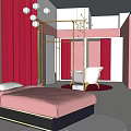 Pink And White Themed Store Interior Design With Display Cabinets Lighting And Logo Sign