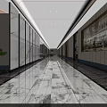 Spacious Modern Hotel Corridor With Marble Flooring And Elegant Lighting 3d model