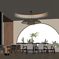 Modern Private Dining Room With Round Table Chairs Large Windows And Scenic View