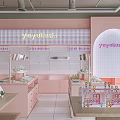 Yeyuhaoshi Retail Store in Shopping Mall with Pink Interior Display Shelves and Cute Rabbit Decor