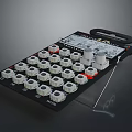 Black Household Device With Multiple White Knobs And Red Buttons For Daily Use 3d model