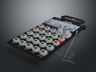 Black Household Device With Multiple White Knobs And Red Buttons For Daily Use 3d model