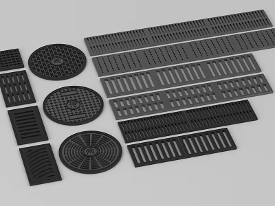 Bathroom Accessories Various Shapes Drain Covers With Grid And Slotted Designs 3d model