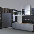 Modern Black Wine Cabinet Design In Open Kitchen With Central Island