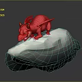 Vibrant Red Dragon Perched On White Stone With Sharp Claws And Horns 3d model