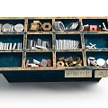 Parts Storage Box With Coins Bolts Nuts Washers Metal Strips And Wooden Blocks