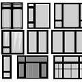 Collection of Different Window Styles With Black Frames and Glass Panels 3d model