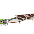 Architectural Model Design Featuring Colorful Canopy And Grill Structure With Green Area 3d model