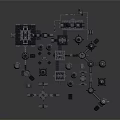 Cartoon Sci Fi Mechanical Scene With 3D Rendered Metal Structures Pipes Platforms And Towers