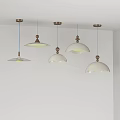 Modern Pendant Lights With Various Unique Shaped Shades Hanging From Ceiling 3d model