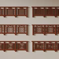 Traditional Chinese Wooden Railings With Carved Patterns And Multiple Decorative Designs