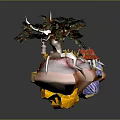 Vibrant Decorative Tree Sculpture With Colorful Leaves Shiny Gems And Orange Base