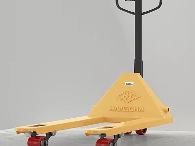 Heavy Duty Industrial Pallet Truck Handcha Yellow With Black Handle And Red Wheels 3d model