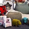 Cute Stuffed Animals Collection With Toy Car Pumpkin Pillows Storage Cubes And Hanging Decorative Balls