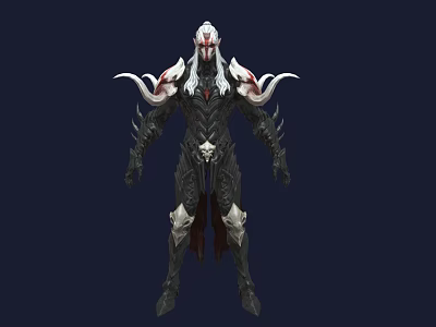Dark Game Movie Character With Horned Shoulders White Red Accents Black Armor Skull Details 3d model