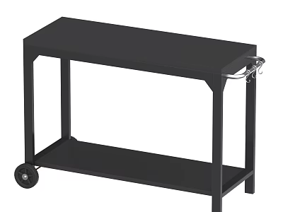 Black Two Tier Storage Shelf With Wheels And Simple Design For Home 3d model